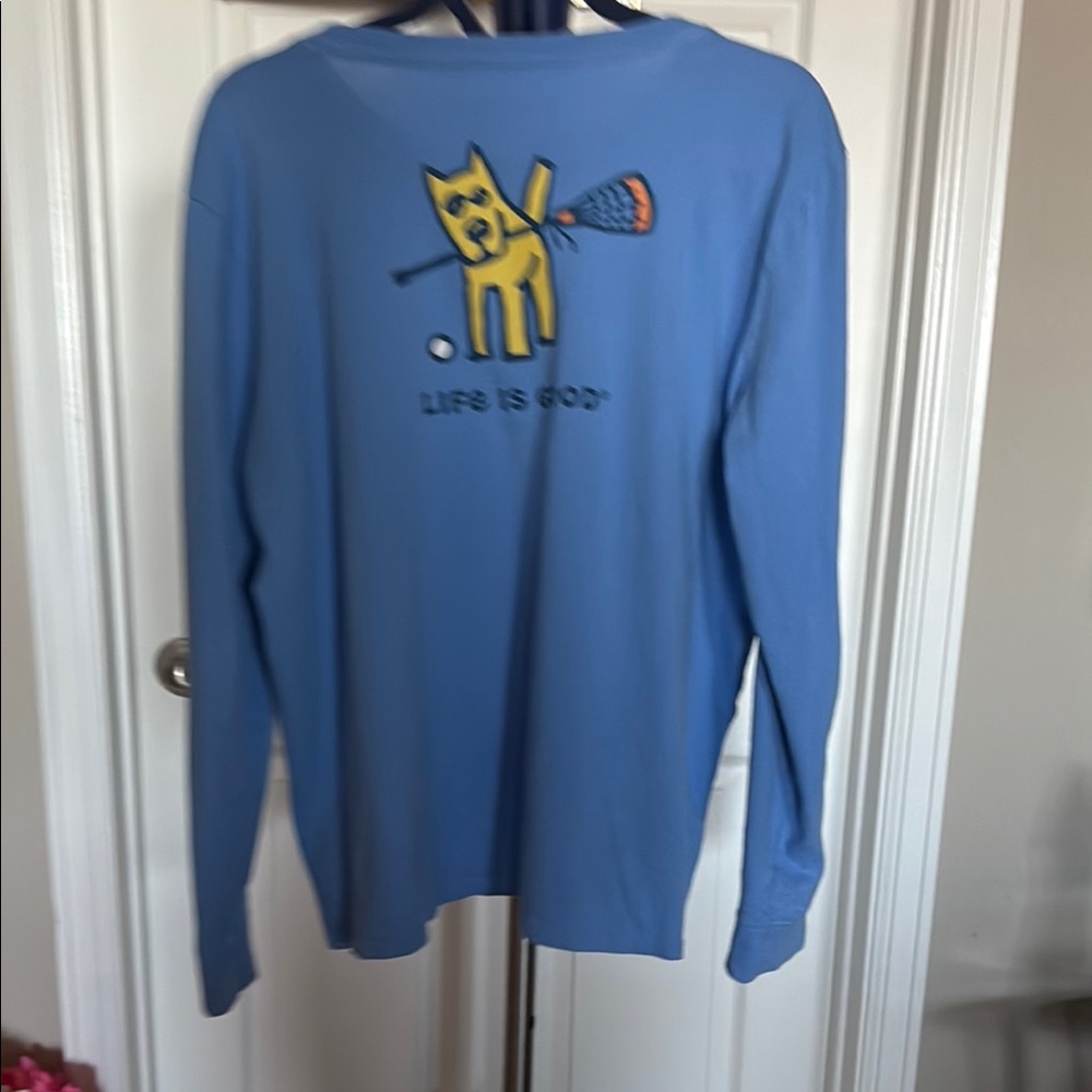 Life is Good Women's lacrosse long sleeve Blue T-Shirt. XL - Picture 3 of 4